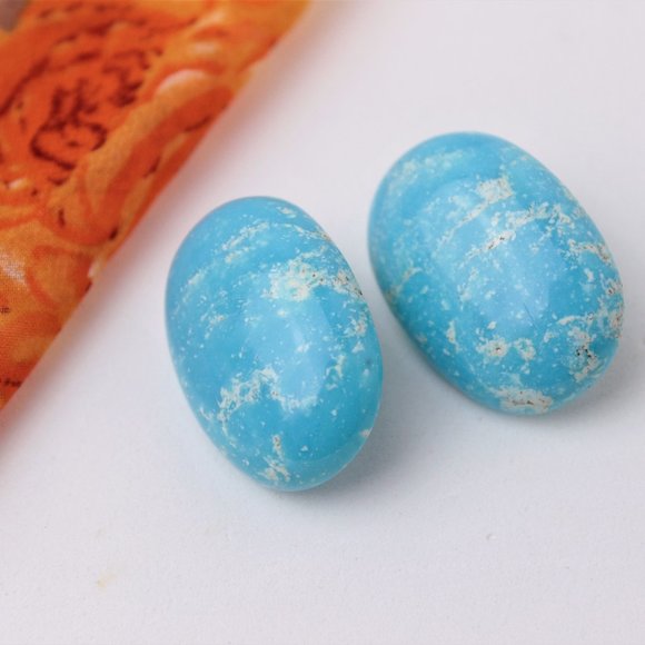 🌹Vintage Glorius sky blue oval shape stud earring - Picture 11 of 15